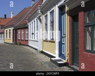 AEroskobing is the historic capital of the Baltic Sea island of AEro in Denmark. AEroskobing's houses and streets are delicately restored to retain th Stock Photo