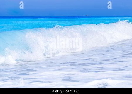 blue sea white waves Stock Photo