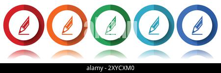 Pencil vector icons, flat icon set for logo design, webdesign and mobile applications, colorful web button collection in eps 10 Stock Vector