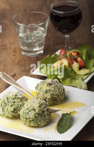 South Tyrolean spinach dumplings in butter Stock Photo