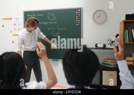 Teaching Pythagorean Theorem in Classroom Setting Stock Photo