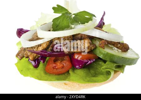 Doner kebab sandwich isolated on white Stock Photo