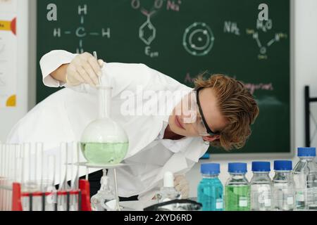 Conducting Scientific Experiments in Modern Laboratory Stock Photo