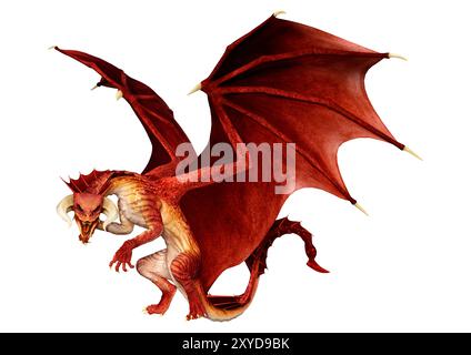 3D rendering of a fantasy dragon isolated on white background Stock ...