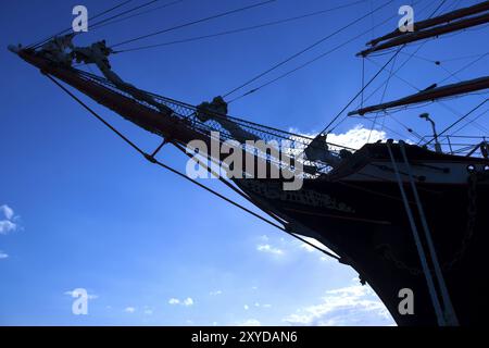 Bow of the four-masted barque Sedov. Nose of vessel Sedov Stock Photo