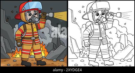 Firefighter Full Gear Coloring Page for Kids Stock Vector Image & Art ...