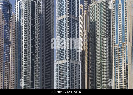 Dubai, United Arab Emirates, October 17, 2014: Photograph of the skyscrapers in Dubai Marina, Asia Stock Photo