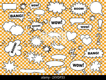 Set of speech bubbles. Set of blank template in Pop Art style. Vector illustration Stock Vector