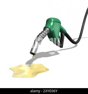 Last drops of gasoline coming out of a gas station nozzle. Isolated illustration on white background Stock Photo