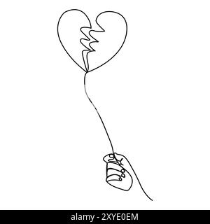 Continuous single line drawing heart valentine's day love vector illustration Stock Vector