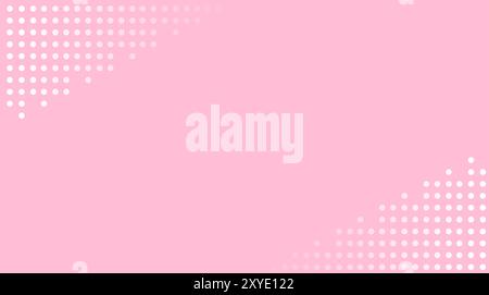 Abstract pale pink background with white dotted patterns in corners. Geometric design template for banner, poster, or website header with copy space Stock Vector