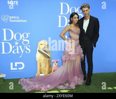 (Vanessa) Hudgens and Austin Butler at the Los Angeles premiere of 'Dog Days' held at the Westfield Century City in Century City, USA on August 5, 201 Stock Photo