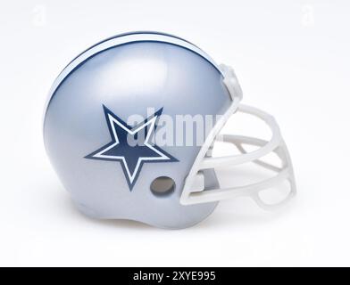 IRVINE, CALIFORNIA - AUGUST 30, 2018: Mini Collectable Football Helmet for the Dallas Cowboys of the National Football Conference East. Stock Photo