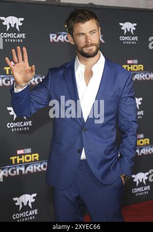 Chris Hemsworth at the World premiere of 'Thor: Ragnarok' held at the El Capitan Theatre in Hollywood, USA on October 10, 2017 Stock Photo