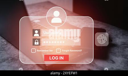 Username and password for technology security system and prevent hacker concept. Stock Photo