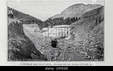 VAN WINKLE BAR GOLD MINE, FRASER RIVER. NEAR LYTTON, B. C. from the Article THE HISTORY AND PROGRESS OF MINING IN BRITISH COLUMBIA. By H. Mortimer Lamb. from The Engineering Magazine Devoted to Industrial Progress Volume XIX 1900 The Engineering Magazine Co Stock Photo