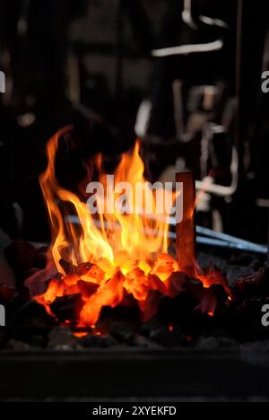 Embers and Flames of a smith's forge Stock Photo - Alamy