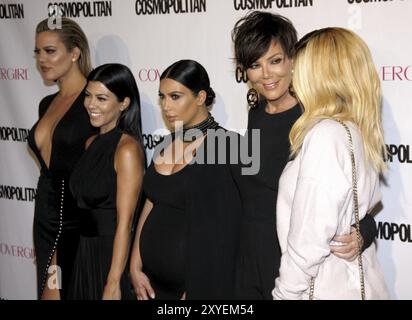 Khloe Kardashian, Kourtney Kardashian, Kim Kardashian, Kris Jenner and Kylie Jenner at Cosmopolitan Magazine's 50th Birthday Celebration held at Ysabe Stock Photo