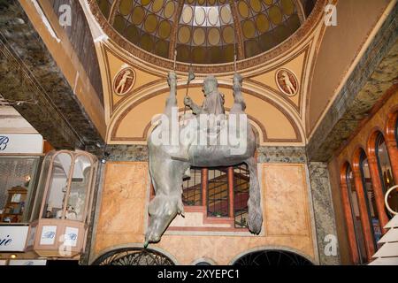 St. Wenceslas sitting on inverted horse, Lucerna Passage, Prague, Czech Republic, Europe Stock Photo