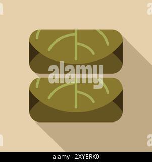 Minimalist flat design illustration of two dolmas, representing greek cuisine Stock Vector