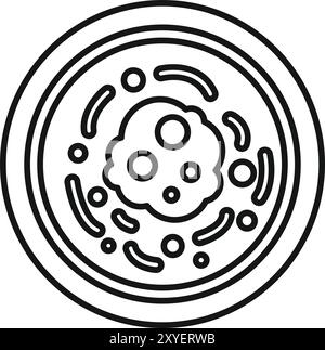 Petri dish analysis with a bacteria colony growing in a circular shape in a culture medium Stock Vector