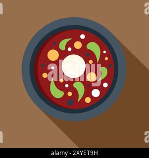 Traditional asian soup pho bo with noodles meat and vegetables in bowl on the table Stock Vector