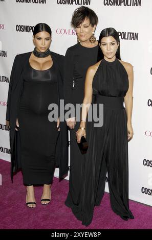 Kris Jenner, Kourtney Kardashian and Kim Kardashian at the Cosmopolitan's 50th Birthday Celebration held at the Ysabel in West Hollywood, USA on Octob Stock Photo