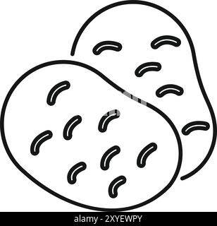 Two potatoes lying on top of each other, simple food icon in a line art style Stock Vector