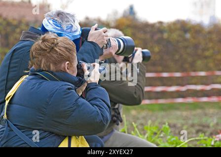 Group of photographers in action Stock Photo