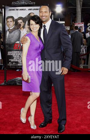 Dwayne Johnson and Carla Gugino at the Los Angeles premiere of 'Get Smart' held at the Mann Village Theatre in Westwood on June 16, 2008. Credit: Lume Stock Photo