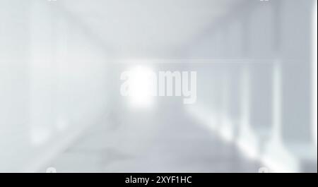 Blurred image of a long corridor, using as architectural background, 3d rendering Stock Photo