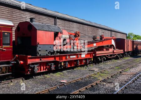 UK, England, Kent, Tenterden Town Station on the Kent & East Sussex Railway with Preserved Steam Powered Crane Stock Photo