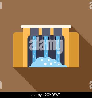 Illustration of a hydroelectric power plant generating clean energy from water, symbolizing renewable energy sources Stock Vector