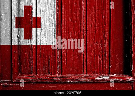 flag of Tonga painted on a wooden frame Stock Photo - Alamy