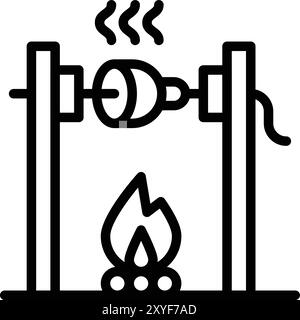 Medieval fire roasting Vector Icon Design Illustration Stock Vector