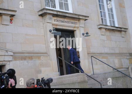 Copenhagen/ DenmarK/ 29 August 2024/Torsten Schack Pedersen new miister for danih nation defence and emergency response talking to meia befor going to meet prime miniter in pm office in capital.   (Photo.Francis Joseph Dean/Dean Pictures) (Not for commercial use) Stock Photo