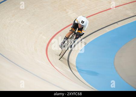 Ricardo Ten Argiles wins a bronze medal in the men's C1 3000 meter individual pursuit. Stock Photo