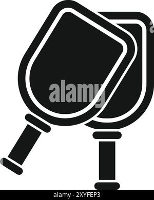 Black pickleball paddles icon representing a fun way to stay active Stock Vector