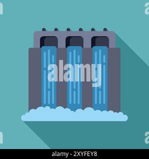 Illustration of a hydroelectric power plant generating clean energy using the power of water, symbolizing renewable resources and sustainability Stock Vector