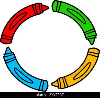 Crayon Set Monogram. Back To School frame Stock Vector