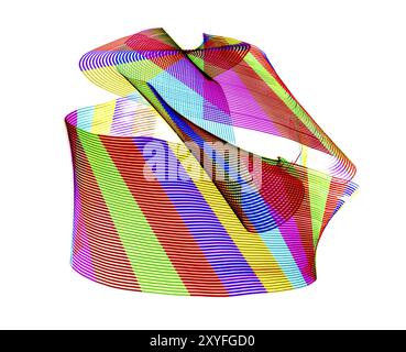 Abstract round structure made of coloured light painting against a white background Stock Photo