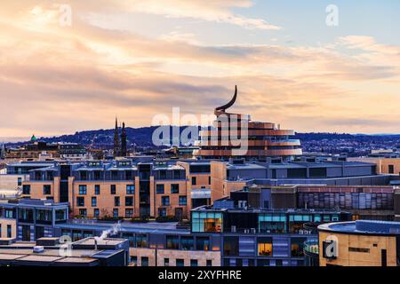 Edinburgh, Scotland - January 19, 2024: The W Hotel or Ribbon Hotel, new addition to the Edinburgh city skyline and part of regeneration development p Stock Photo