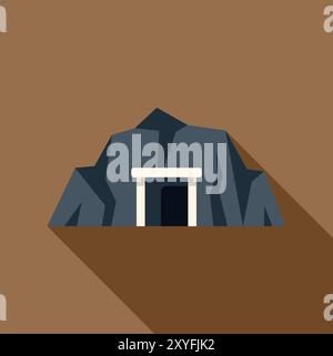 Mine entrance with wooden support beams in a mountain symbolizing mining, industry and resources Stock Vector