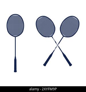 Vintage Crossed Badminton Racket for Sport Illustration Design Vector Stock Vector