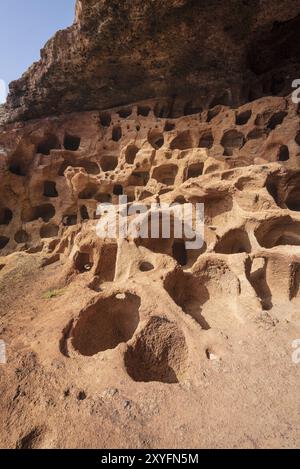 Cenobio de Valeron, archeological site, aboriginal caves in Grand Canary, Canary islands Stock Photo