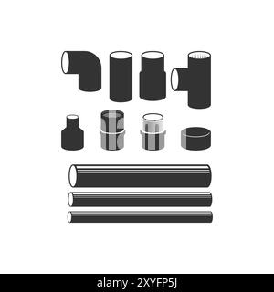 Set Collection of Pipe Connection for Water Oil Industries Illustration Vector Stock Vector