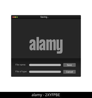 Modern file manager system in dark style on screen. Stock Vector