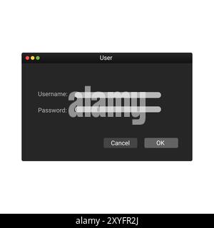 User interface panel with password in modern style with black colors. Stock Vector