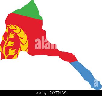 Eritrea Flag in Map, Eritrea Map with Flag, Country Map, Eritrea Map with Flag, Nation Flag Eritrea Stock Vector