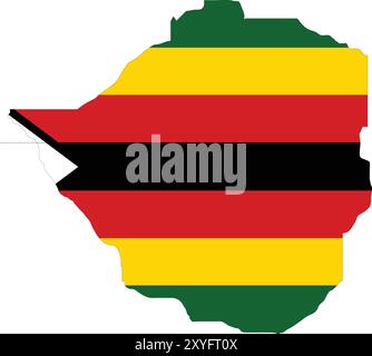 Zimbabwe Flag in Map, Zimbabwe Map with Flag, Country Map, Zimbabwe Map with Flag, Nation Flag Zimbabwe Stock Vector